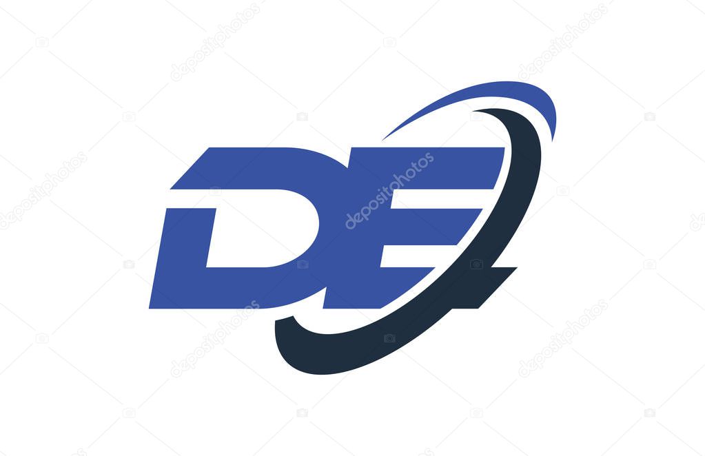DE Logo Swoosh Ellipse Blue Letter Vector Concept