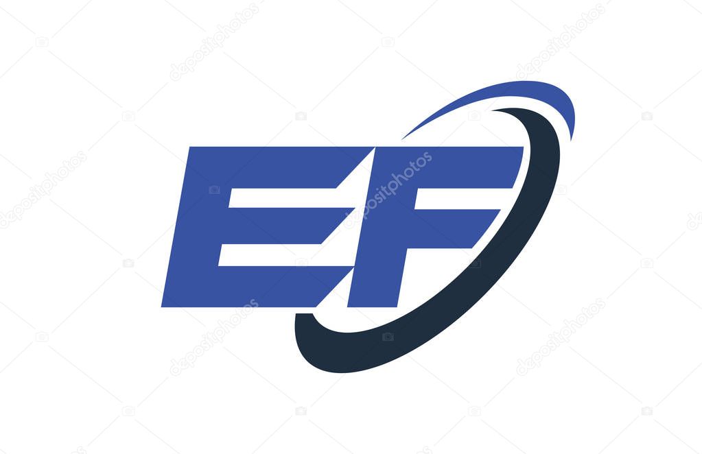 EF Logo Swoosh Ellipse Blue Letter Vector Concept