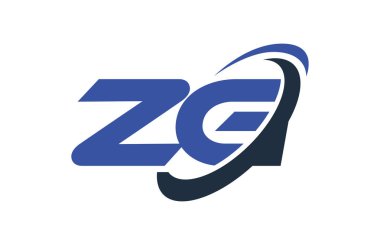 Zg Logo Swoosh elips mavi mektup vektör kavramı