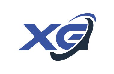 XG Logo Swoosh elips mavi mektup vektör kavramı