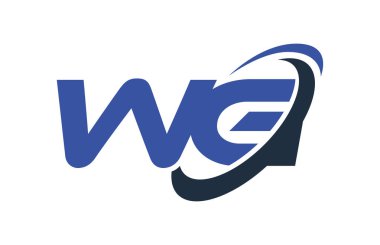 WG Logo Swoosh elips mavi mektup vektör kavramı