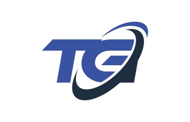 TG Logo Swoosh elips mavi mektup vektör kavramı
