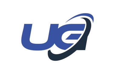 UG Logo Swoosh elips mavi mektup vektör kavramı