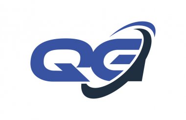 QG Logo Swoosh elips mavi mektup vektör kavramı