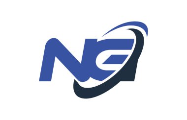 NG Logo Swoosh elips mavi mektup vektör kavramı