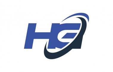 HG Logo Swoosh elips mavi mektup vektör kavramı