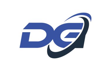 DG Logo Swoosh elips mavi mektup vektör kavramı