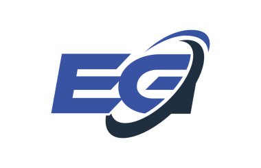 Örneğin Logo Swoosh elips mavi mektup vektör kavramı