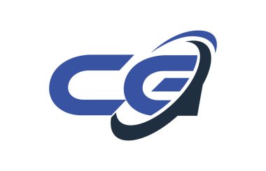 CG Logo Swoosh elips mavi mektup vektör kavramı