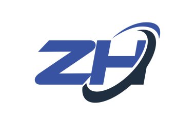 ZH Logo Swoosh elips mavi mektup vektör kavramı