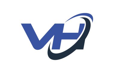 VH Logo Swoosh elips mavi mektup vektör kavramı