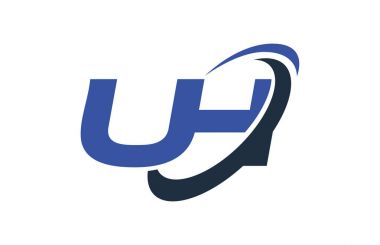 Ah Logo Swoosh elips mavi mektup vektör kavramı