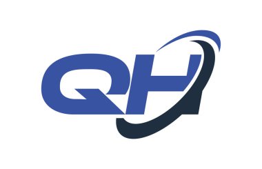 Qh Logo Swoosh elips mavi mektup vektör kavramı