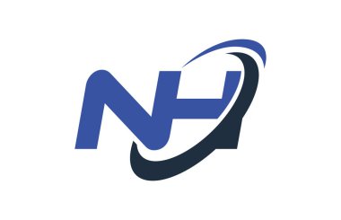 NH Logo Swoosh elips mavi mektup vektör kavramı