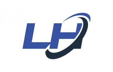 LH Logo Swoosh elips mavi mektup vektör kavramı