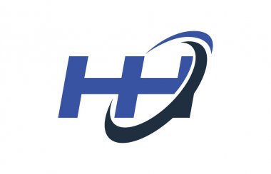 Hh Logo Swoosh elips mavi mektup vektör kavramı