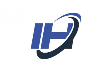 IH Logo Swoosh elips mavi mektup vektör kavramı