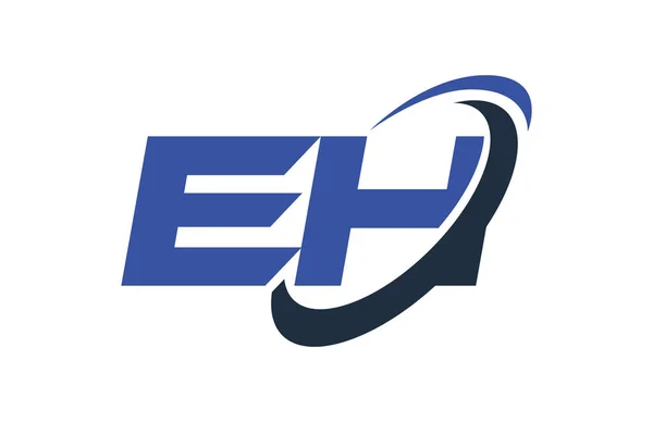 Logo Swoosh Ellisse Blu Lettera Concetto Vettoriale — Vettoriale Stock