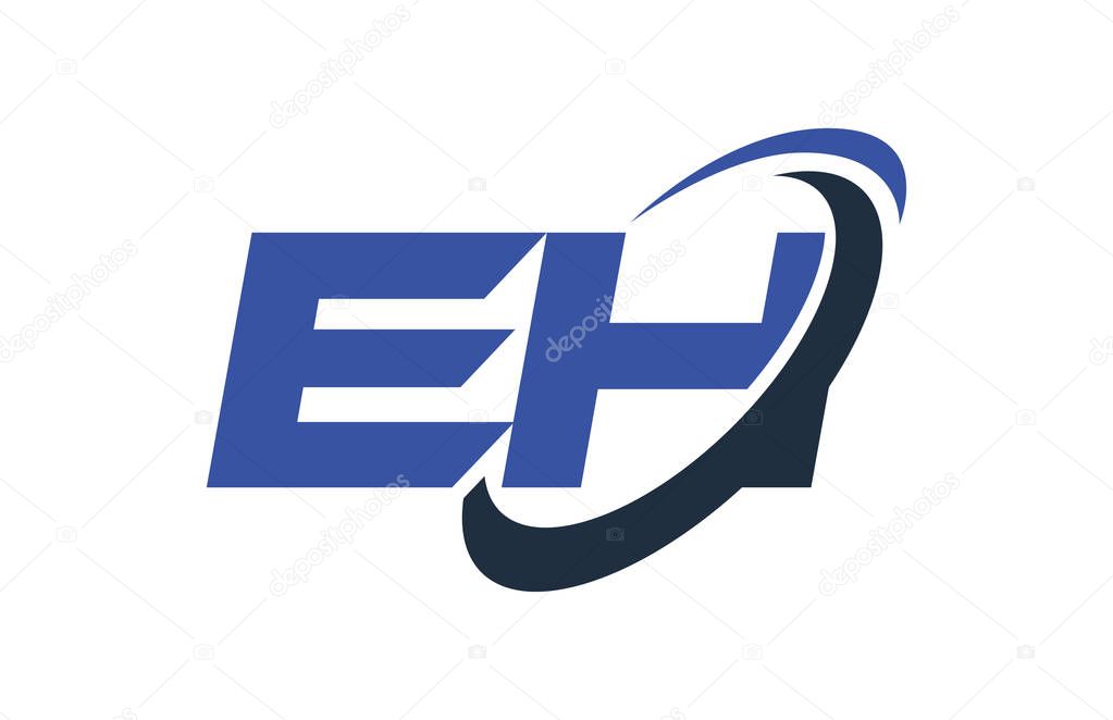 EH Logo Swoosh Ellipse Blue Letter Vector Concept