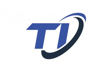 Ti Logo Swoosh elips mavi mektup vektör kavramı