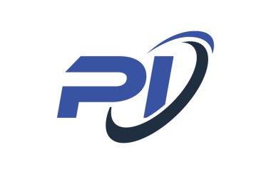 Pi logosu Swoosh elips mavi mektup vektör kavramı