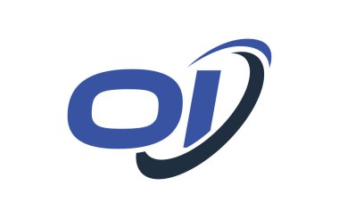 Oi Logo Swoosh elips mavi mektup vektör kavramı