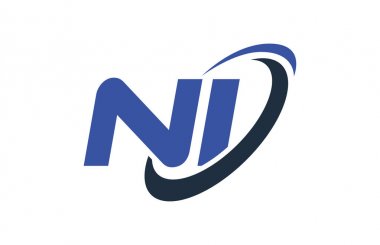 Ni Logo Swoosh elips mavi mektup vektör kavramı