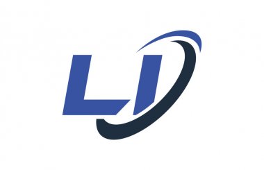 Li Logo Swoosh elips mavi mektup vektör kavramı