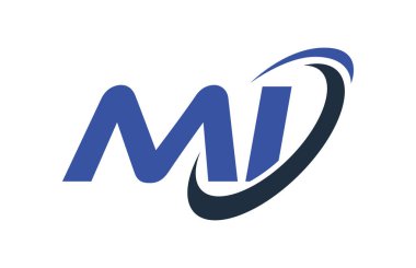 Mi Logo Swoosh elips mavi mektup vektör kavramı