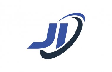 Ji Logo Swoosh elips mavi mektup vektör kavramı