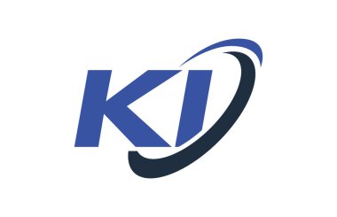 Ki Logo Swoosh elips mavi mektup vektör kavramı
