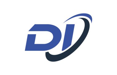 Di Logo Swoosh elips mavi mektup vektör kavramı