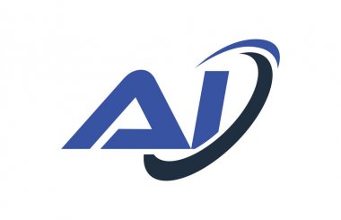 AI Logo Swoosh elips mavi mektup vektör kavramı