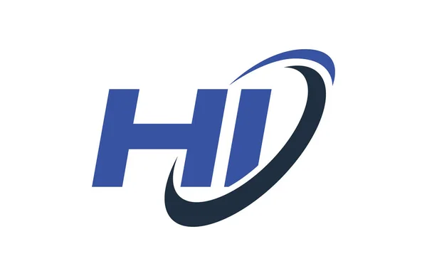 Hallo Logo Swoosh Ellips Blauwe Letter Vector Concept — Stockvector