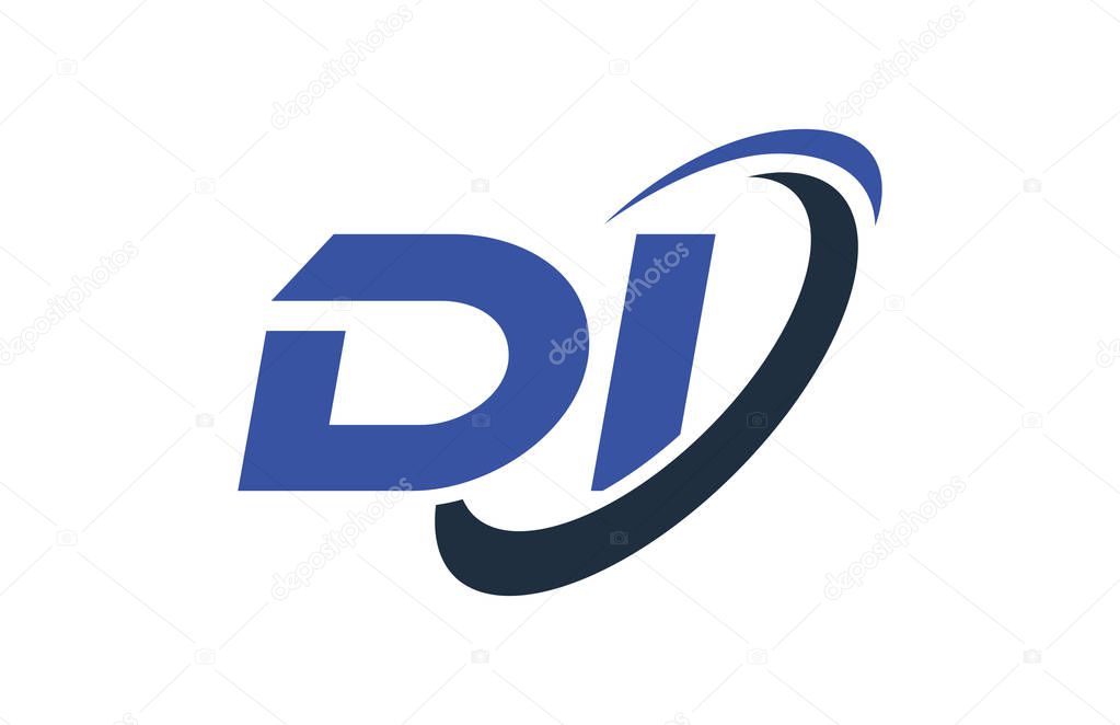 DI Logo Swoosh Ellipse Blue Letter Vector Concept