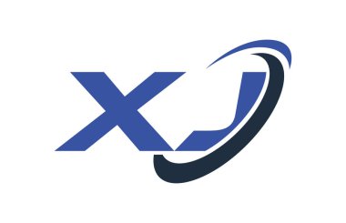 XJ Logo Swoosh elips mavi mektup vektör kavramı