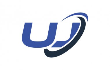 Uj Logo Swoosh elips mavi mektup vektör kavramı
