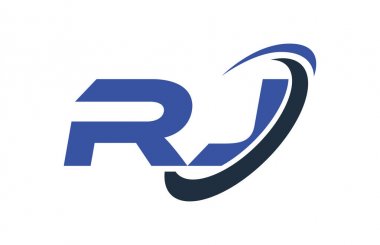 RJ Logo Swoosh elips mavi mektup vektör kavramı