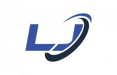 LJ Logo Swoosh elips mavi mektup vektör kavramı