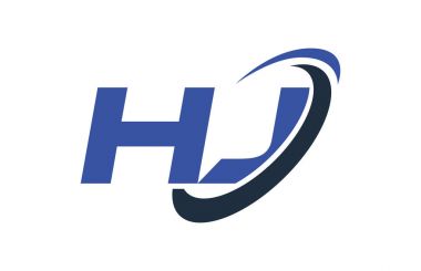 HJ Logo Swoosh elips mavi mektup vektör kavramı