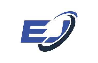 EJ Logo Swoosh elips mavi mektup vektör kavramı