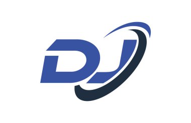 DJ Logo Swoosh elips mavi mektup vektör kavramı