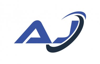 AJ Logo Swoosh elips mavi mektup vektör kavramı