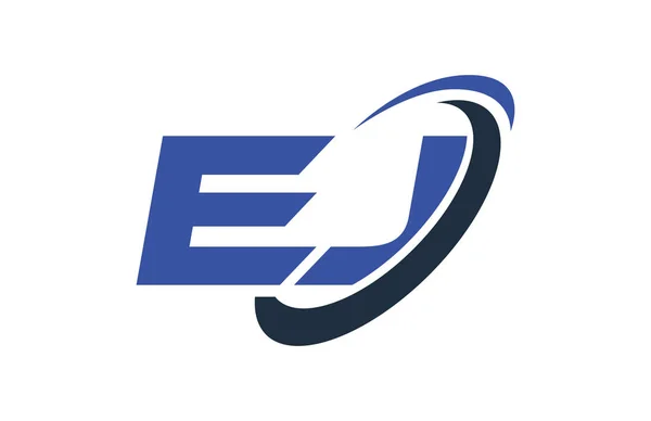 Logo Swoosh Elipse Azul Carta Vector Conceito — Vetor de Stock