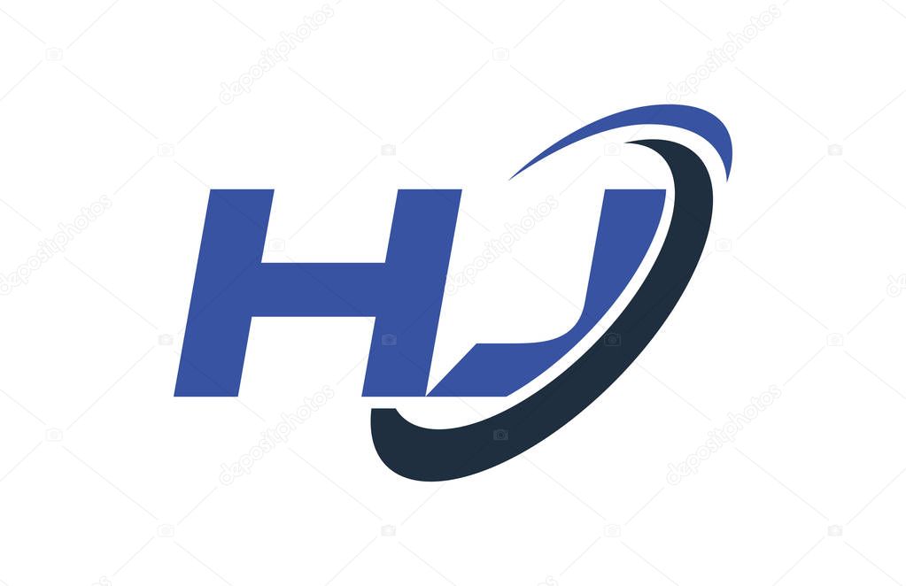 HJ Logo Swoosh Ellipse Blue Letter Vector Concept