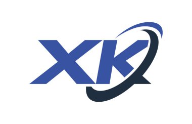 XK Logo Swoosh elips mavi mektup vektör kavramı