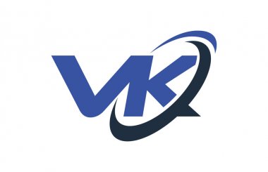 VK Logo Swoosh elips mavi mektup vektör kavramı