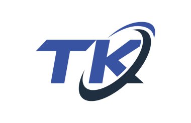 TK Logo Swoosh elips mavi mektup vektör kavramı