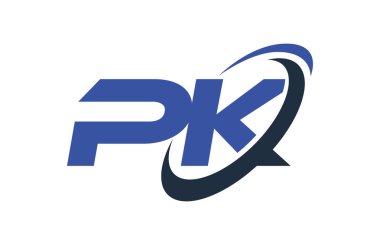 PK Logo Swoosh elips mavi mektup vektör kavramı