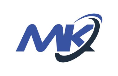 MK Logo Swoosh elips mavi mektup vektör kavramı